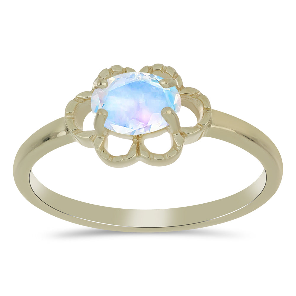 Inel din Argint 925 Placat cu Aur ( 1.93 grame ) cu Piatra Lunii Curcubeu 0.75 Carate 3 