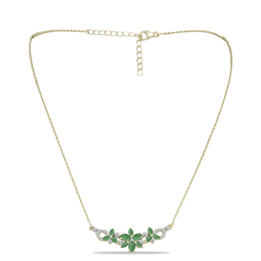 Colier din Argint 925 Placat cu Aur ( 4.43 grame ) cu Smarald Brazilian și Topaz Alb 1.71 Carate