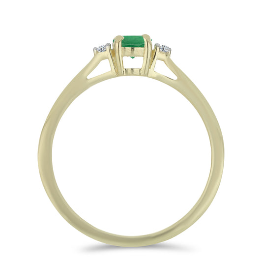 Inel din Argint 925 Placat cu Aur ( 1.5 grame ) cu Smarald Brazilian și Topaz Alb 0.29 Carate