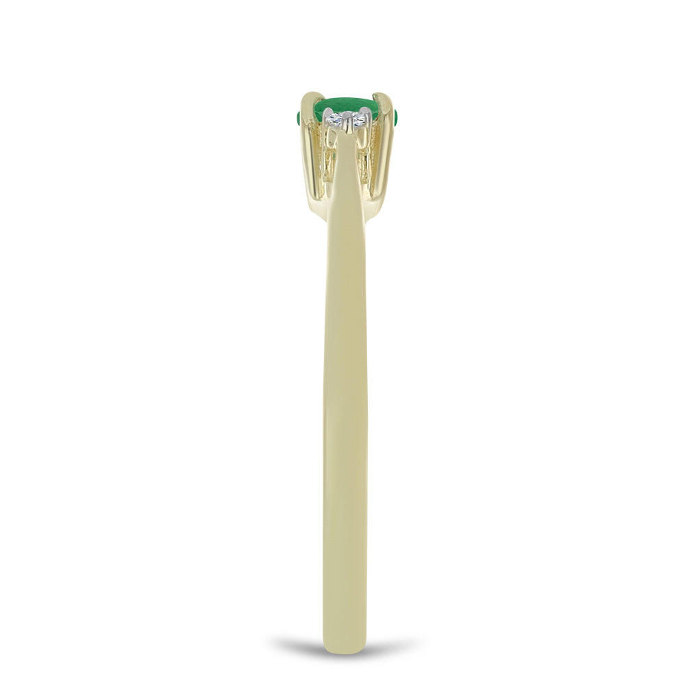 Inel din Argint 925 Placat cu Aur ( 1.5 grame ) cu Smarald Brazilian și Topaz Alb 0.29 Carate 4 