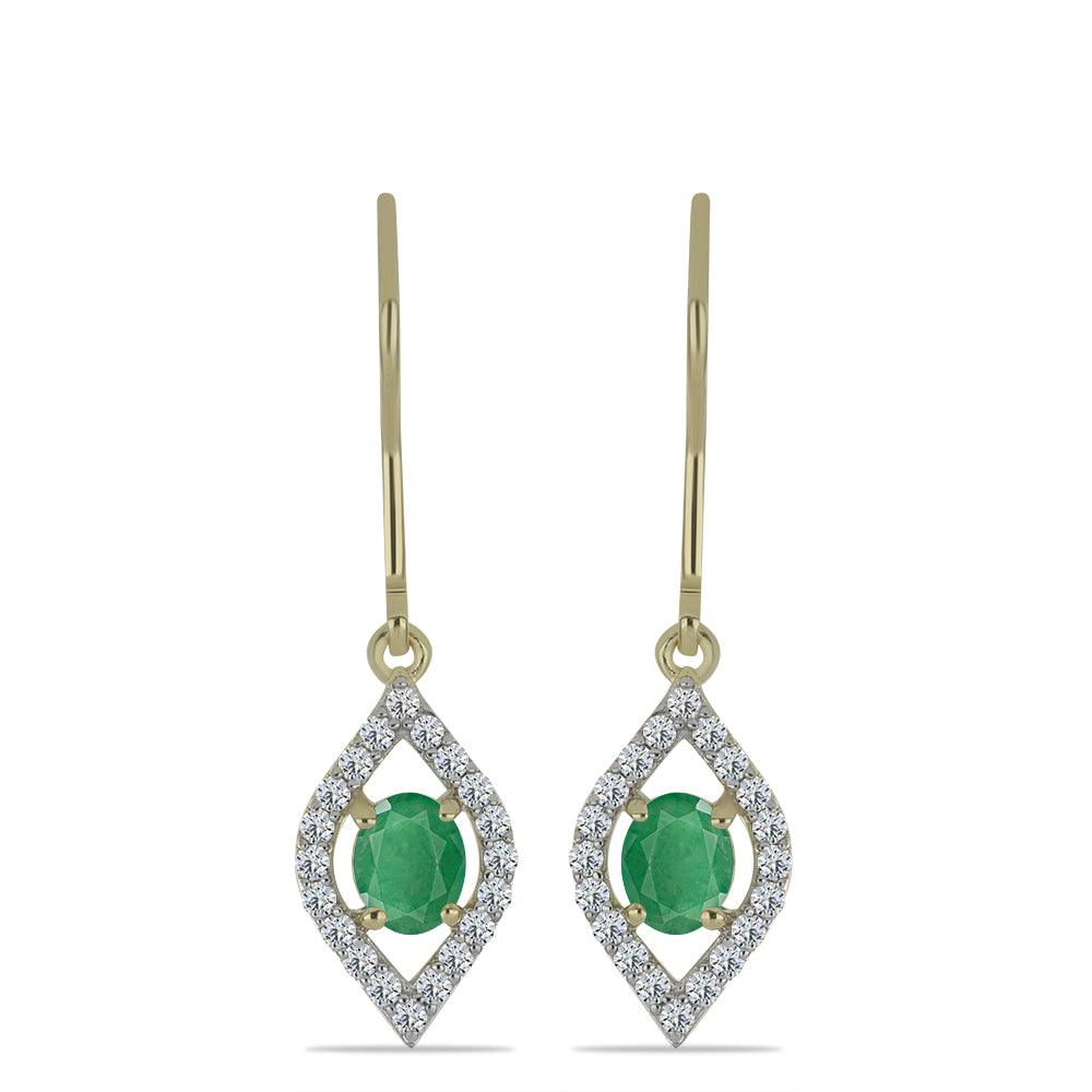 Cercei din Argint 925 Placat cu Aur ( 2 grame ) cu Smarald Brazilian și Topaz Alb 1.02 Carate