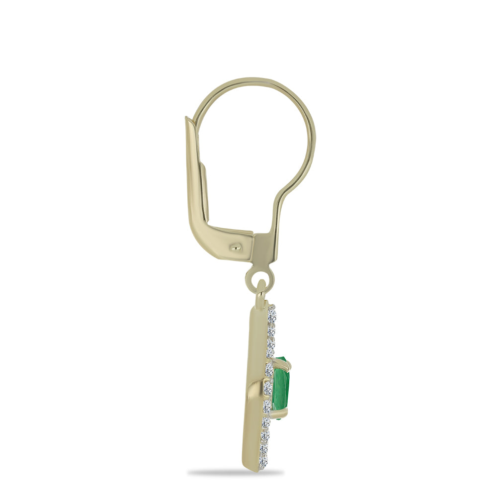 Cercei din Argint 925 Placat cu Aur ( 2 grame ) cu Smarald Brazilian și Topaz Alb 1.02 Carate 2 