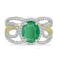 Inel din Argint 925 Placat cu Aur ( 4.05 grame ) cu Smarald Brazilian și Topaz Alb 3.09 Carate