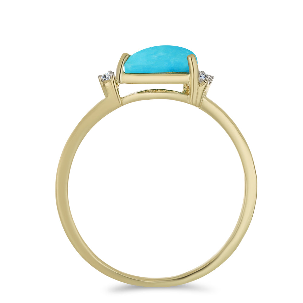 Inel din Argint 925 Placat cu Aur ( 1.6 grame ) cu Turcoaz ”Frumoasa Adormită” și Topaz Alb 0.99 Carate