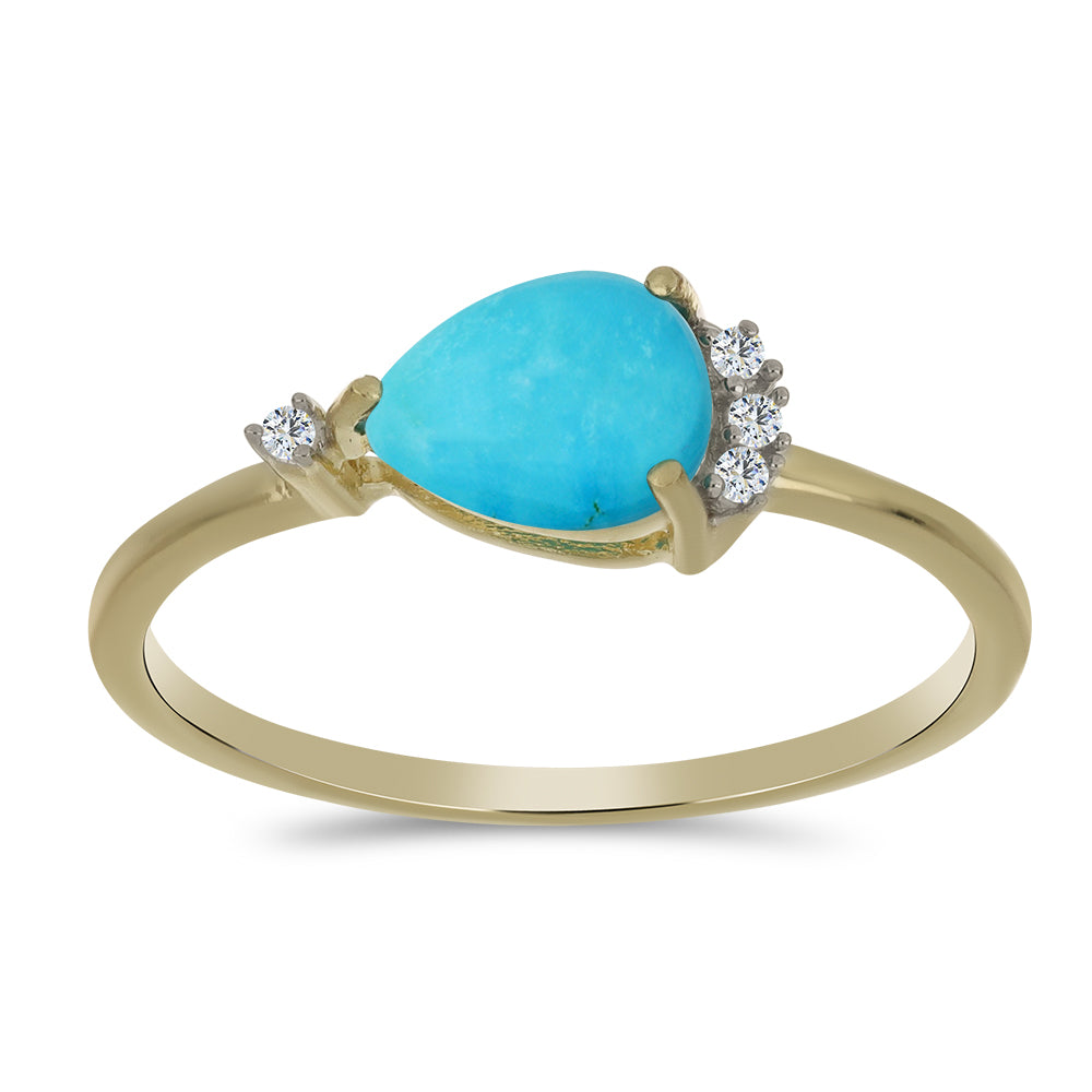 Inel din Argint 925 Placat cu Aur ( 1.6 grame ) cu Turcoaz ”Frumoasa Adormită” și Topaz Alb 0.99 Carate