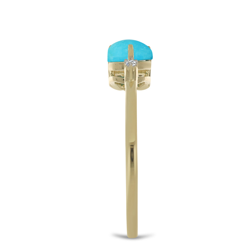 Inel din Argint 925 Placat cu Aur ( 1.6 grame ) cu Turcoaz ”Frumoasa Adormită” și Topaz Alb 0.99 Carate 4 