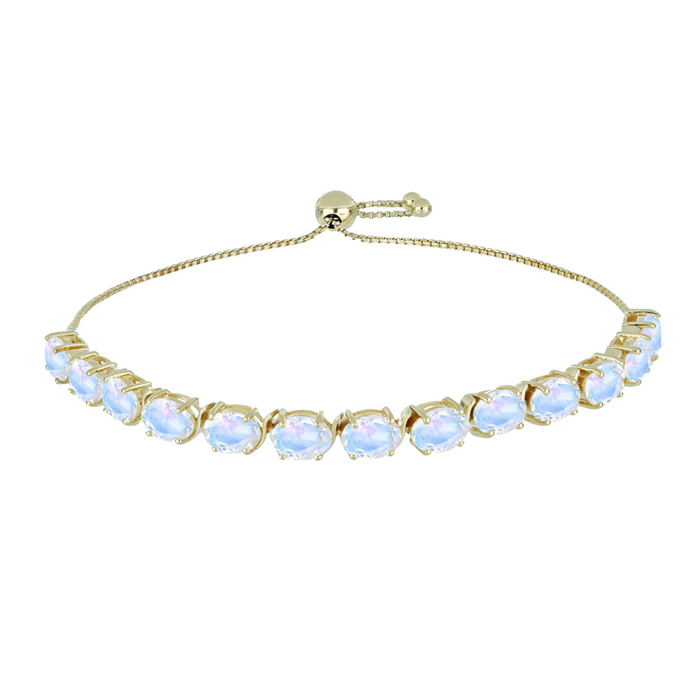 Brățară din Argint 925 Placat cu Aur ( 6.42 grame ) cu Piatra Lunii Curcubeu 10.43 Carate