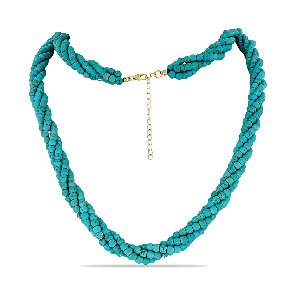 Colier din Argint 925 Placat cu Aur ( 1 grame ) cu Turcoaz ”Frumoasa Adormită” 205 Carate 1 