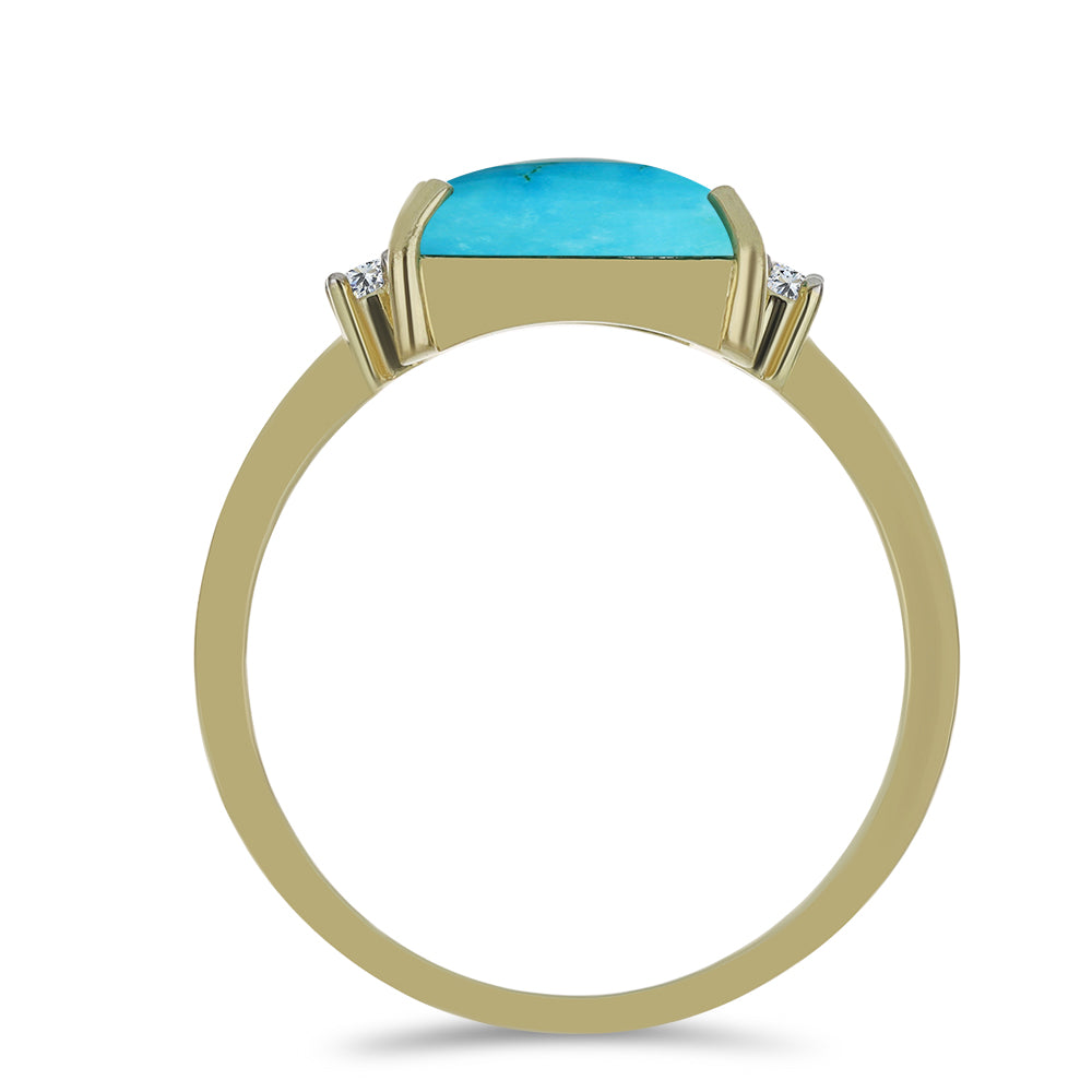 Inel din Argint 925 Placat cu Aur ( 2.18 grame ) cu Turcoaz ”Frumoasa Adormită” și Topaz Alb 1.45 Carate