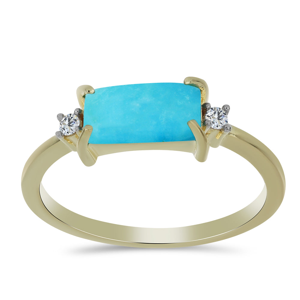 Inel din Argint 925 Placat cu Aur ( 2.18 grame ) cu Turcoaz ”Frumoasa Adormită” și Topaz Alb 1.45 Carate