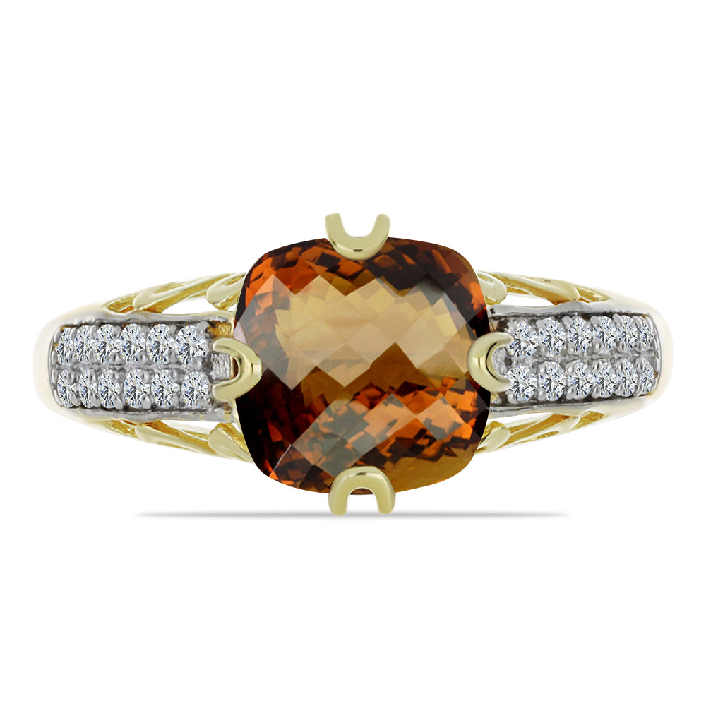Inel din Argint 925 Placat cu Aur ( 2.57 grame ) cu Cuarț Coniac și Topaz Alb 2.2 Carate 1 