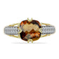 Inel din Argint 925 Placat cu Aur ( 2.57 grame ) cu Cuarț Coniac și Topaz Alb 2.2 Carate