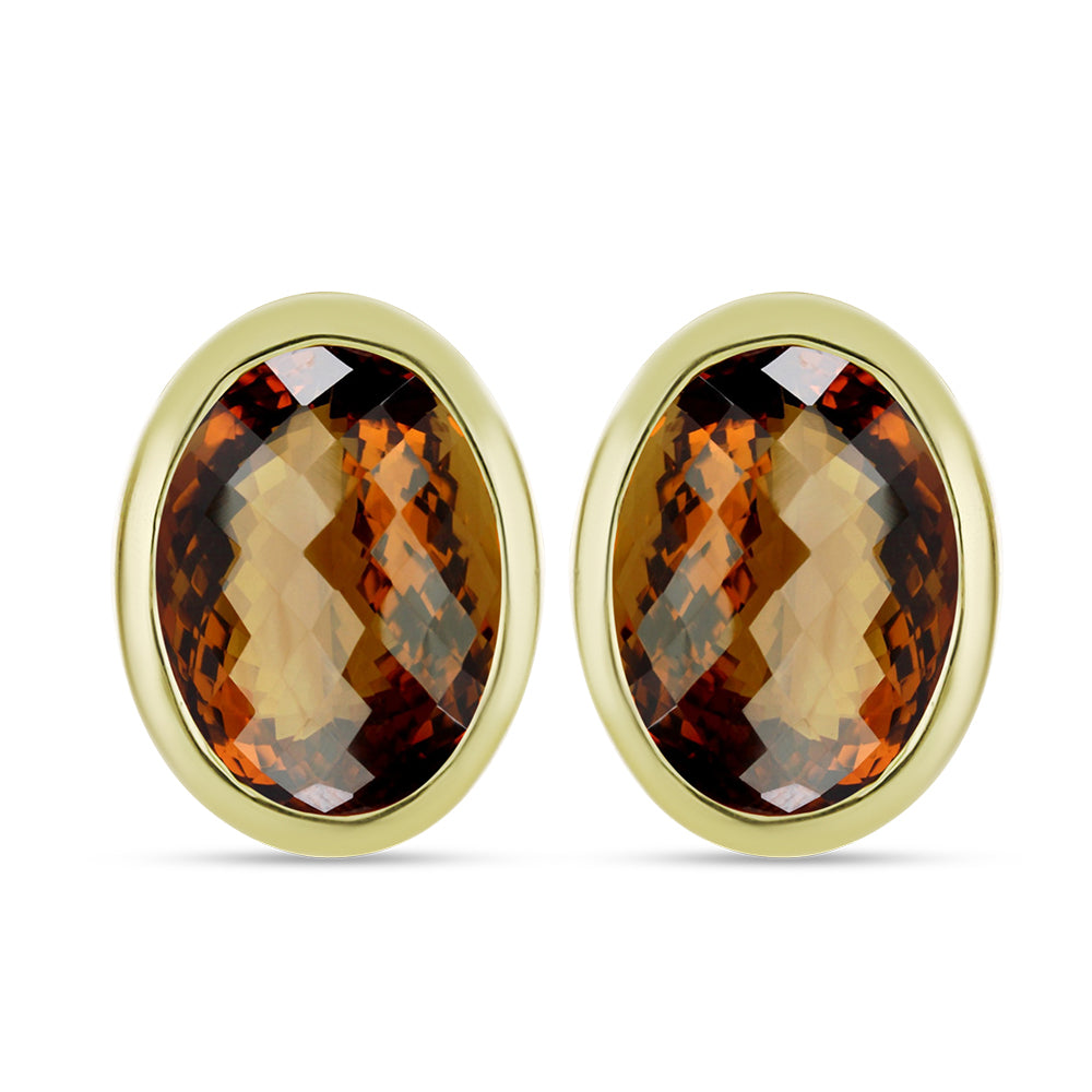 Cercei din Argint 925 Placat cu Aur ( 1.32 grame ) cu Cuarț Coniac 1.26 Carate