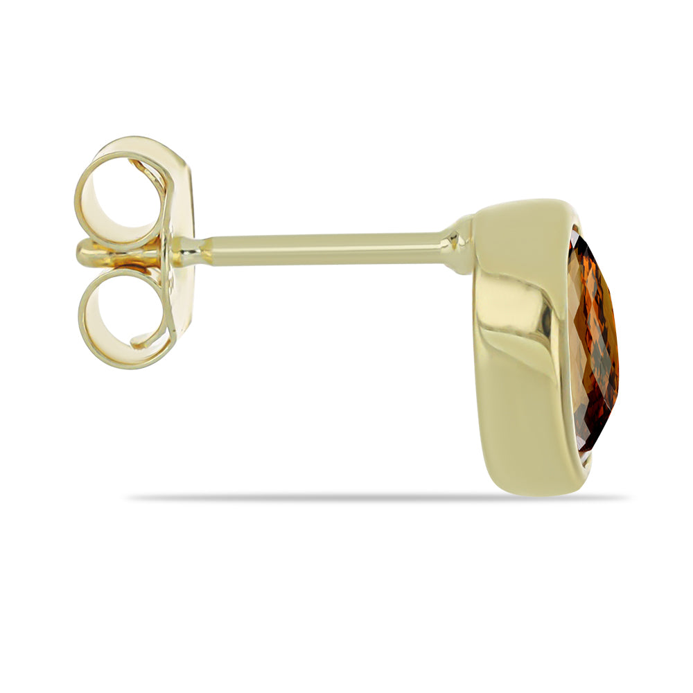 Cercei din Argint 925 Placat cu Aur ( 1.32 grame ) cu Cuarț Coniac 1.26 Carate 2 