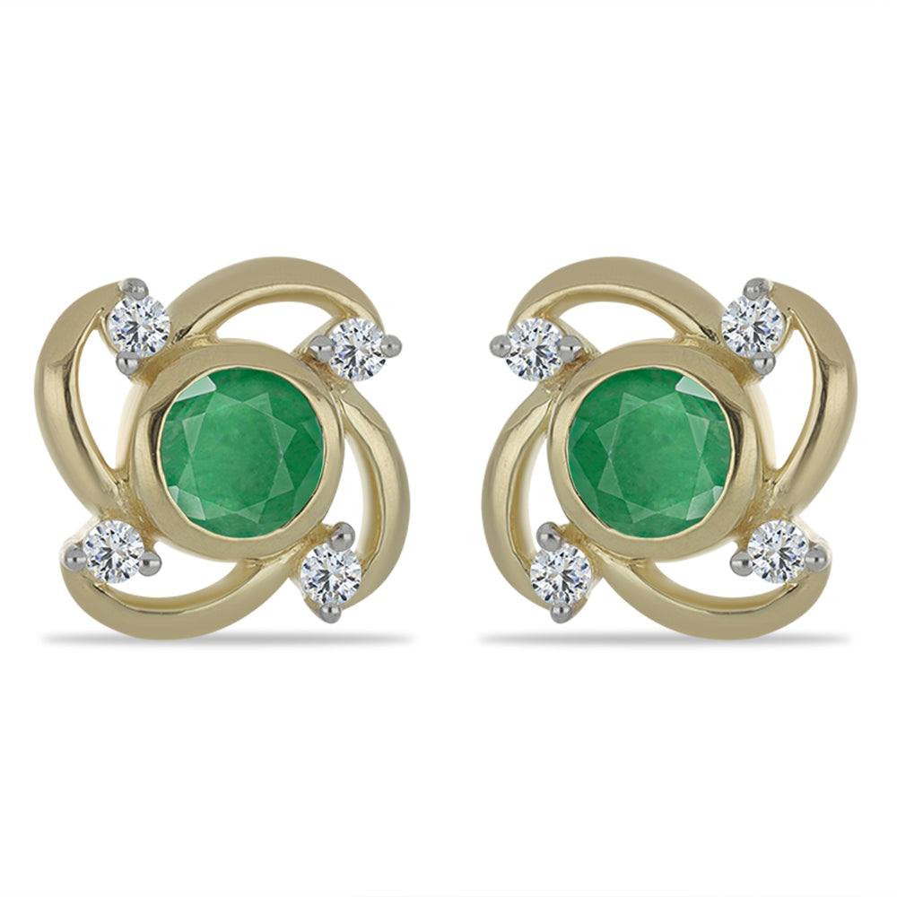 Cercei din Argint 925 Placat cu Aur ( 2.63 grame ) cu Smarald Brazilian și Topaz Alb 1.21 Carate