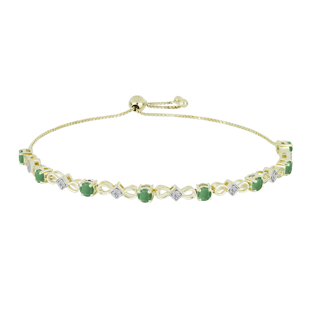 Brățară din Argint 925 Placat cu Aur ( 7.44 grame ) cu Smarald Brazilian și Topaz Alb 2.07 Carate