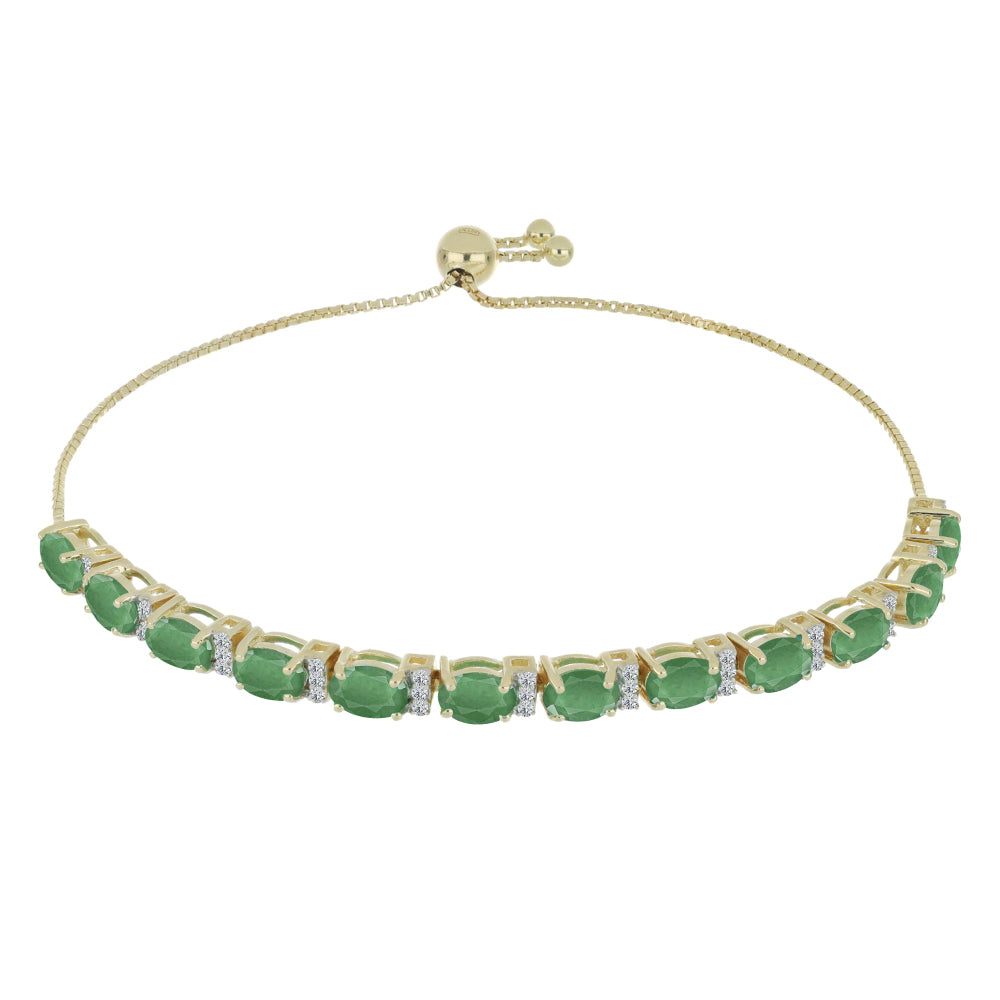 Brățară din Argint 925 Placat cu Aur ( 6.15 grame ) cu Smarald Brazilian și Topaz Alb 5.97 Carate 1 