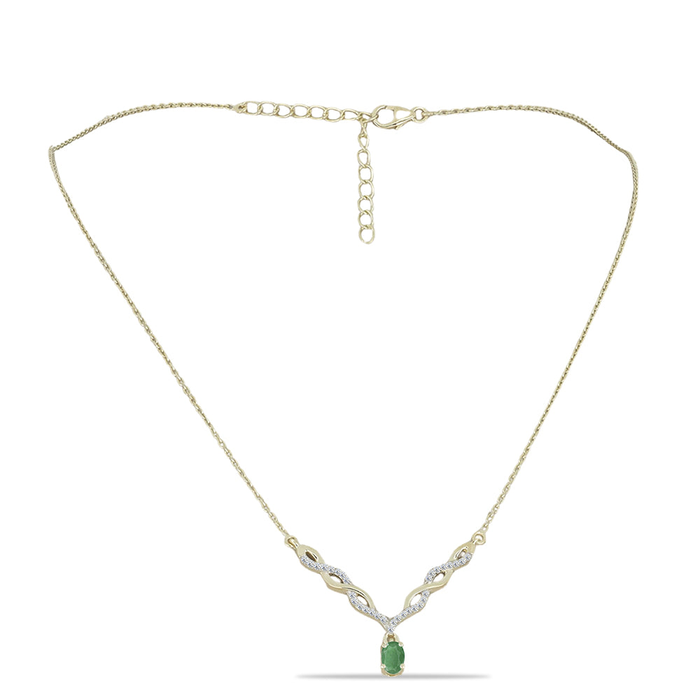 Colier din Argint 925 Placat cu Aur ( 4.22 grame ) cu Smarald Brazilian și Topaz Alb 0.69 Carate