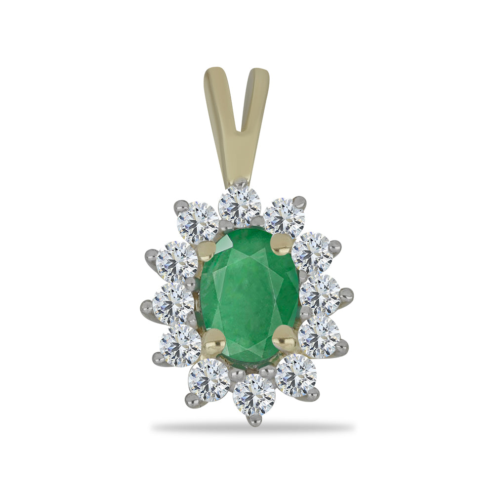 Pandantiv din Argint 925 Placat cu Aur ( 0.7 grame ) cu Smarald Brazilian și Topaz Alb 0.83 Carate