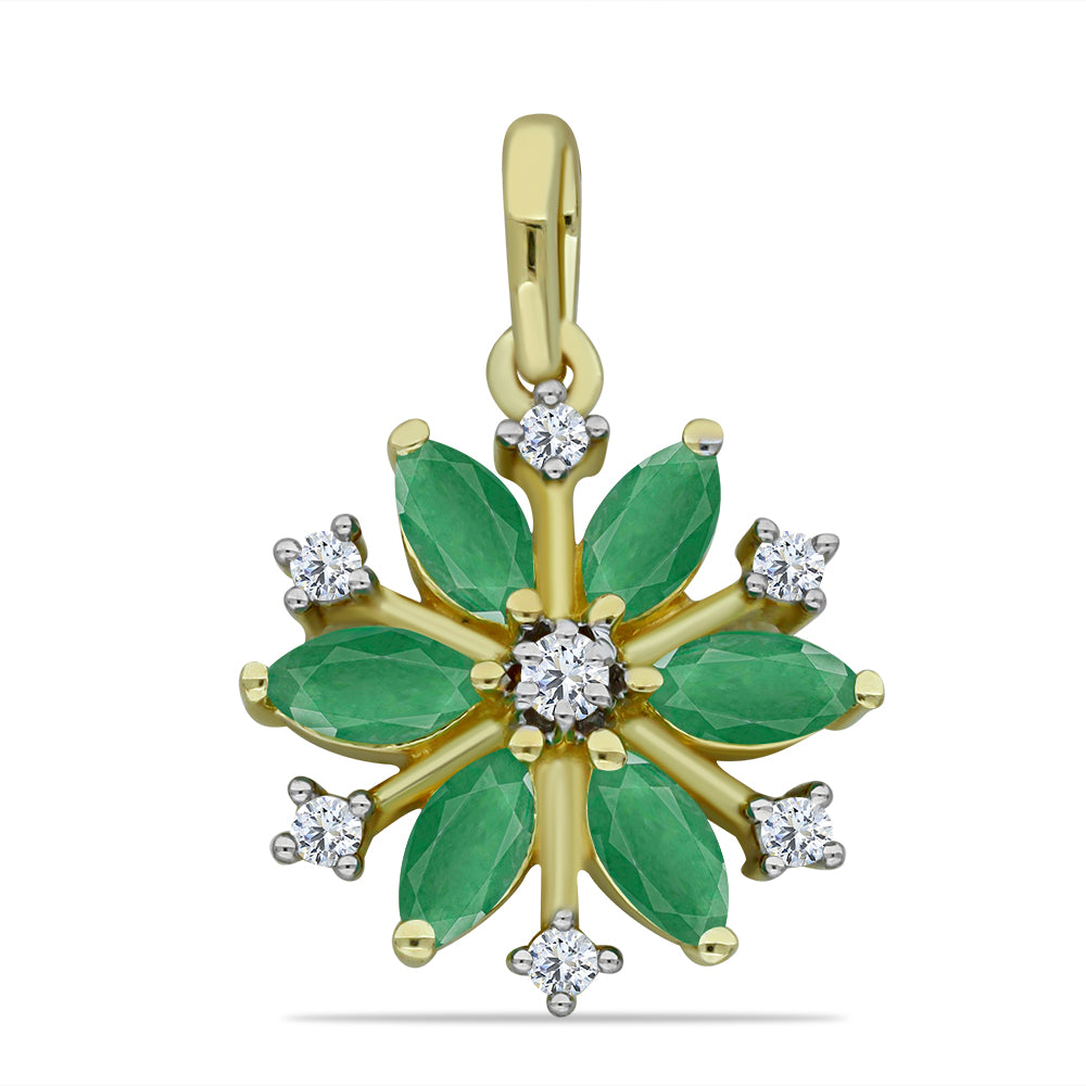 Pandantiv din Argint 925 Placat cu Aur ( 1.76 grame ) cu Smarald Brazilian și Topaz Alb 0.95 Carate 1 