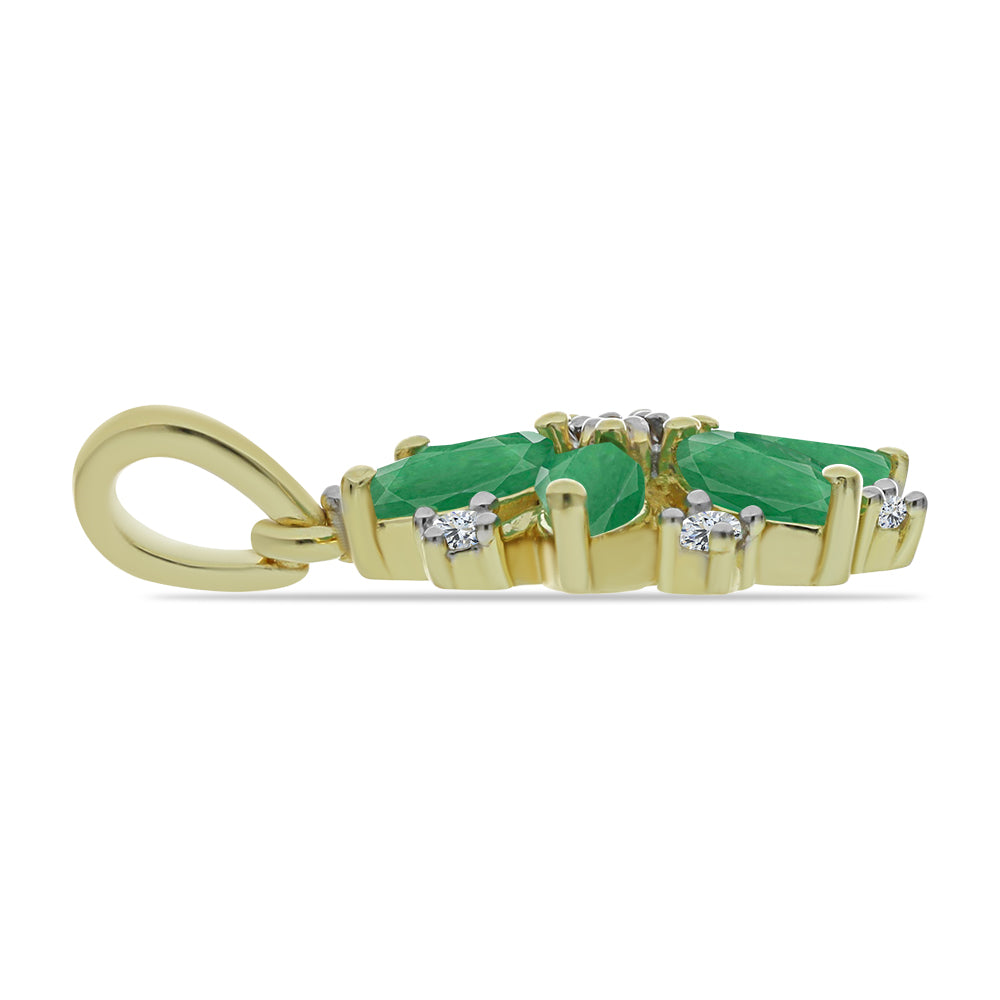 Pandantiv din Argint 925 Placat cu Aur ( 1.76 grame ) cu Smarald Brazilian și Topaz Alb 0.95 Carate 2 