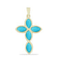 Cruce Pandantiv din Argint 925 Placat cu Aur ( 1.94 grame ) cu Turcoaz ”Frumoasa Adormită” 1.39 Carate