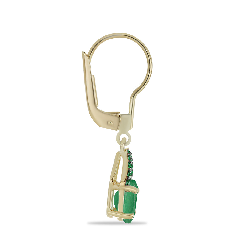 Cercei din Argint 925 Placat cu Aur ( 1.99 grame ) cu Smarald Brazilian și Topaz Alb 1.7 Carate 2 