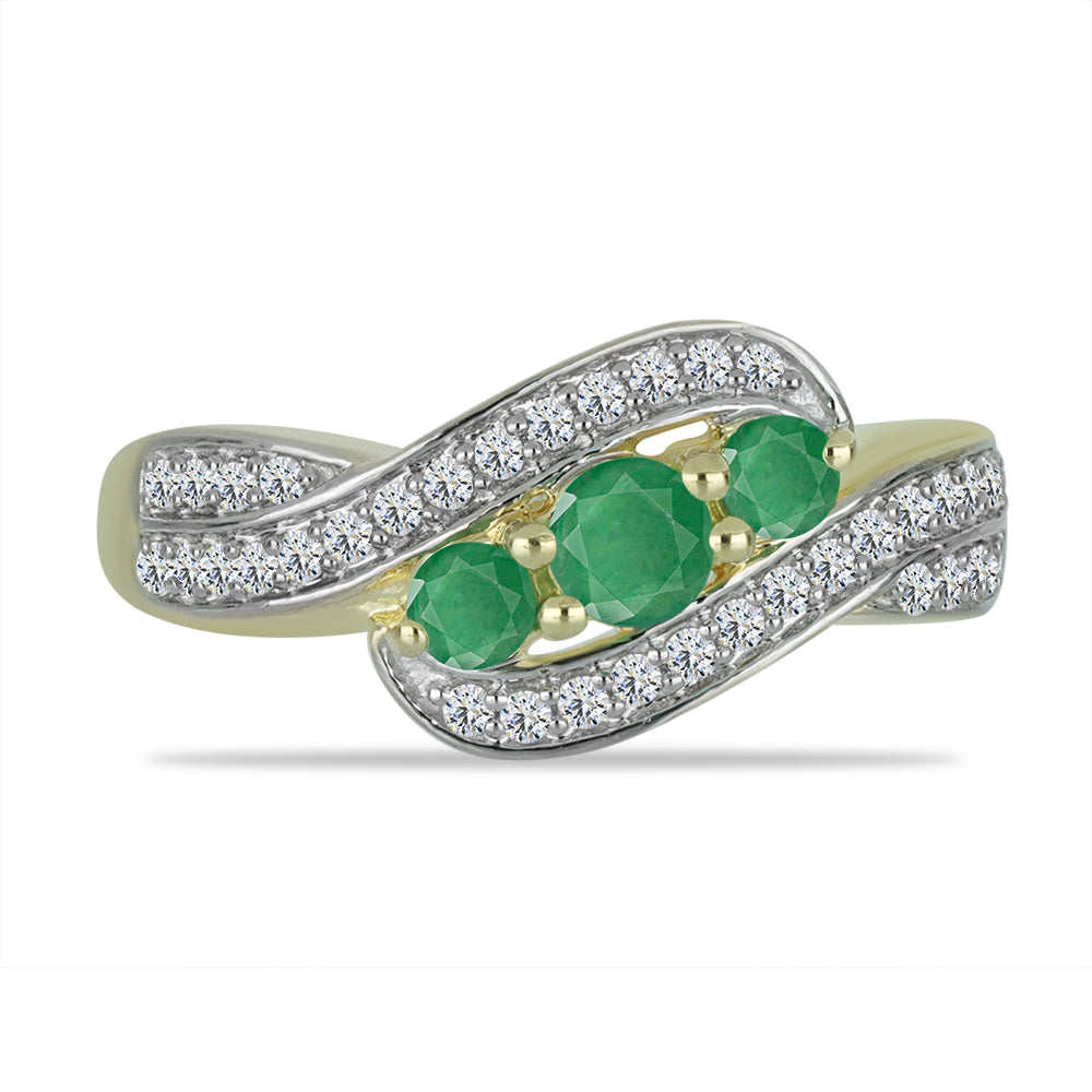 Inel din Argint 925 Placat cu Aur ( 3.44 grame ) cu Smarald Brazilian și Topaz Alb 0.76 Carate 1 