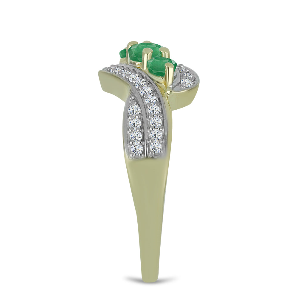 Inel din Argint 925 Placat cu Aur ( 3.44 grame ) cu Smarald Brazilian și Topaz Alb 0.76 Carate