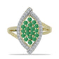Inel din Argint 925 Placat cu Aur ( 3.49 grame ) cu Smarald Brazilian și Topaz Alb 1.27 Carate