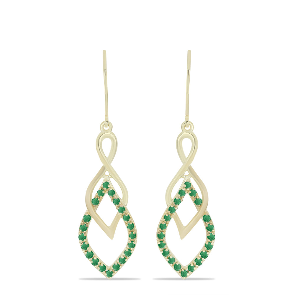 Cercei din Argint 925 Placat cu Aur ( 4.27 grame ) cu Smarald Brazilian 0.9 Carate 1 