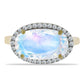 Inel din Argint 925 Placat cu Aur ( 3.08 grame ) cu Piatra Lunii Curcubeu și Topaz Alb 4.05 Carate