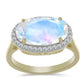 Inel din Argint 925 Placat cu Aur ( 3.08 grame ) cu Piatra Lunii Curcubeu și Topaz Alb 4.05 Carate