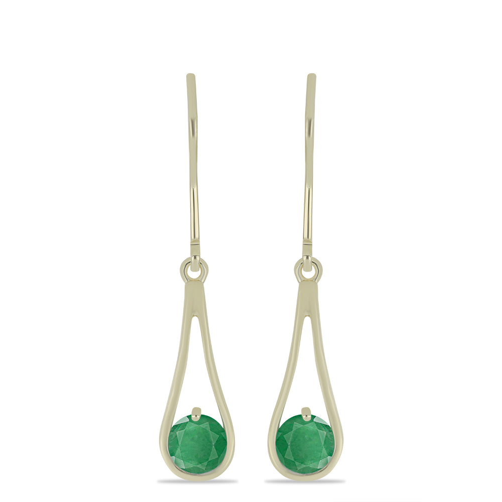 Cercei din Argint 925 Placat cu Aur ( 2.24 grame ) cu Smarald Brazilian 0.9 Carate