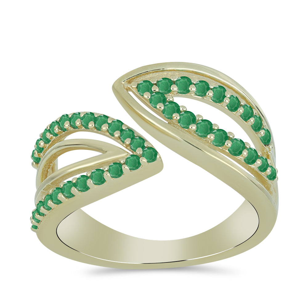 Inel din Argint 925 Placat cu Aur ( 4.48 grame ) cu Smarald Brazilian 0.74 Carate 3 