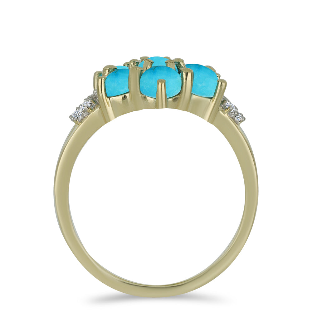 Inel din Argint 925 Placat cu Aur ( 2.68 grame ) cu Turcoaz ”Frumoasa Adormită” și Topaz Alb 1.53 Carate 2 
