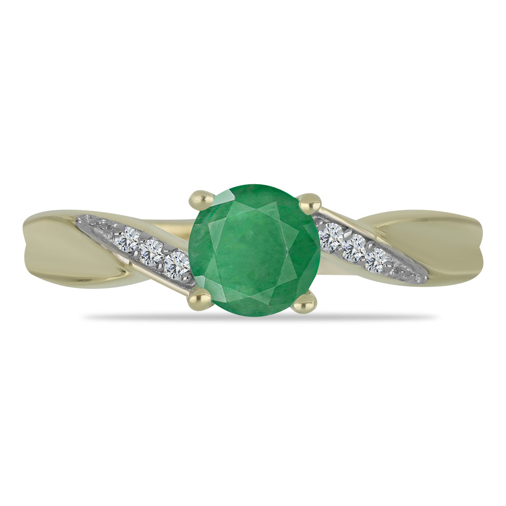 Inel din Argint 925 Placat cu Aur ( 2.23 grame ) cu Smarald Brazilian și Topaz Alb 0.99 Carate 1 