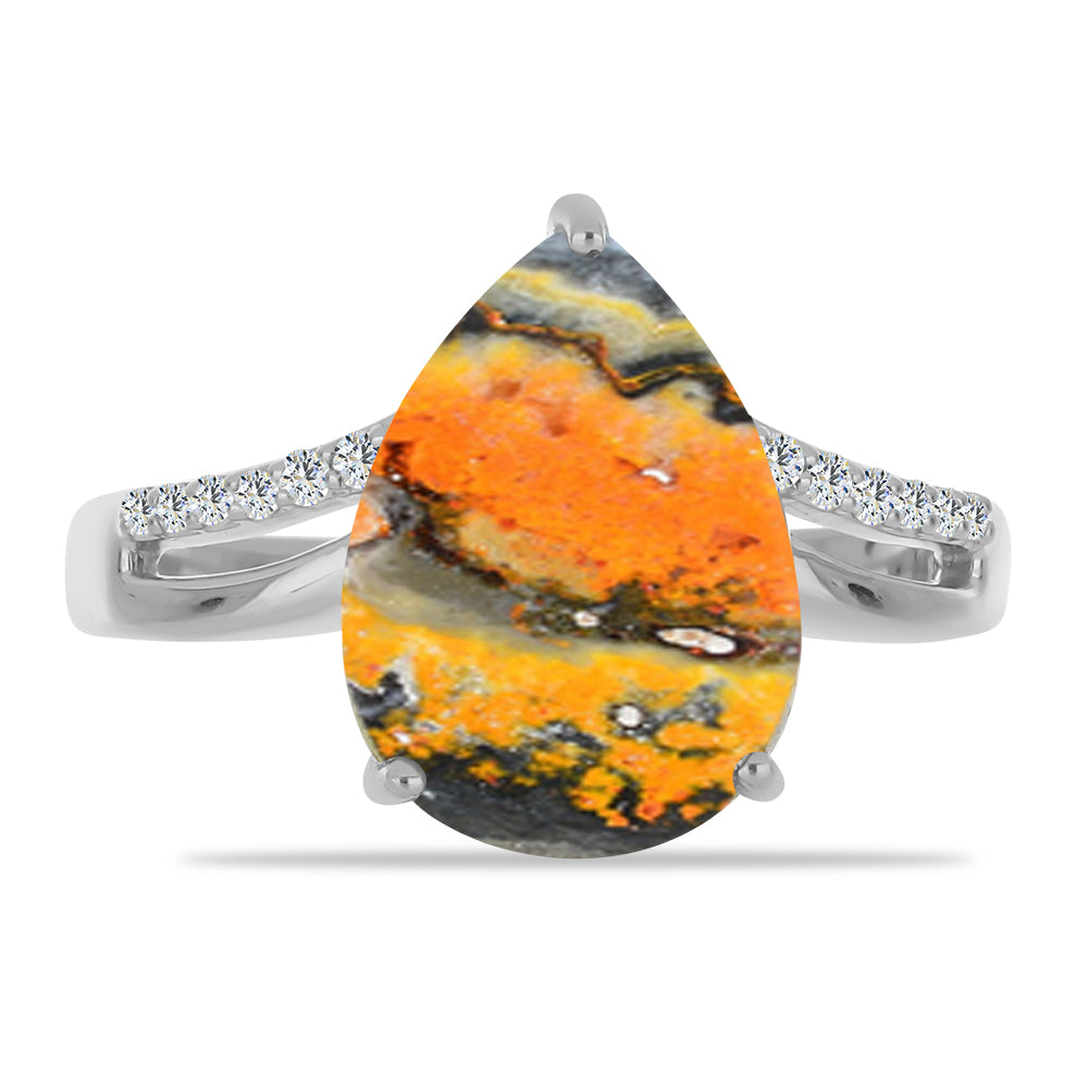 Inel din Argint 925 ( 3.24 grame ) cu Jasp Bumble Bee și Topaz Alb 5.03 Carate 1 
