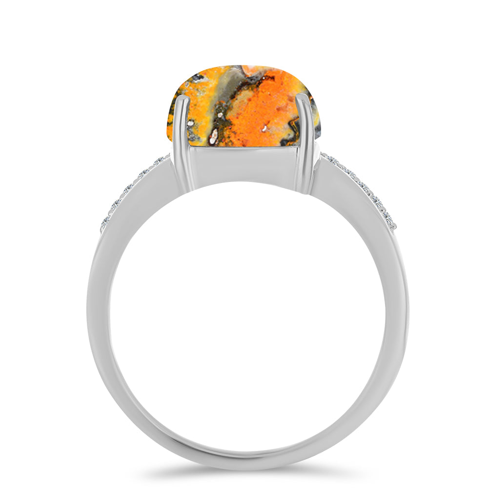 Inel din Argint 925 ( 3.24 grame ) cu Jasp Bumble Bee și Topaz Alb 5.03 Carate 2 