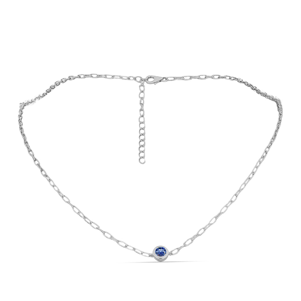 Colier din Argint 925 ( 4.59 grame ) cu Moissanite Albastru Regal cultivat în laborator 0.44 Carate 1 