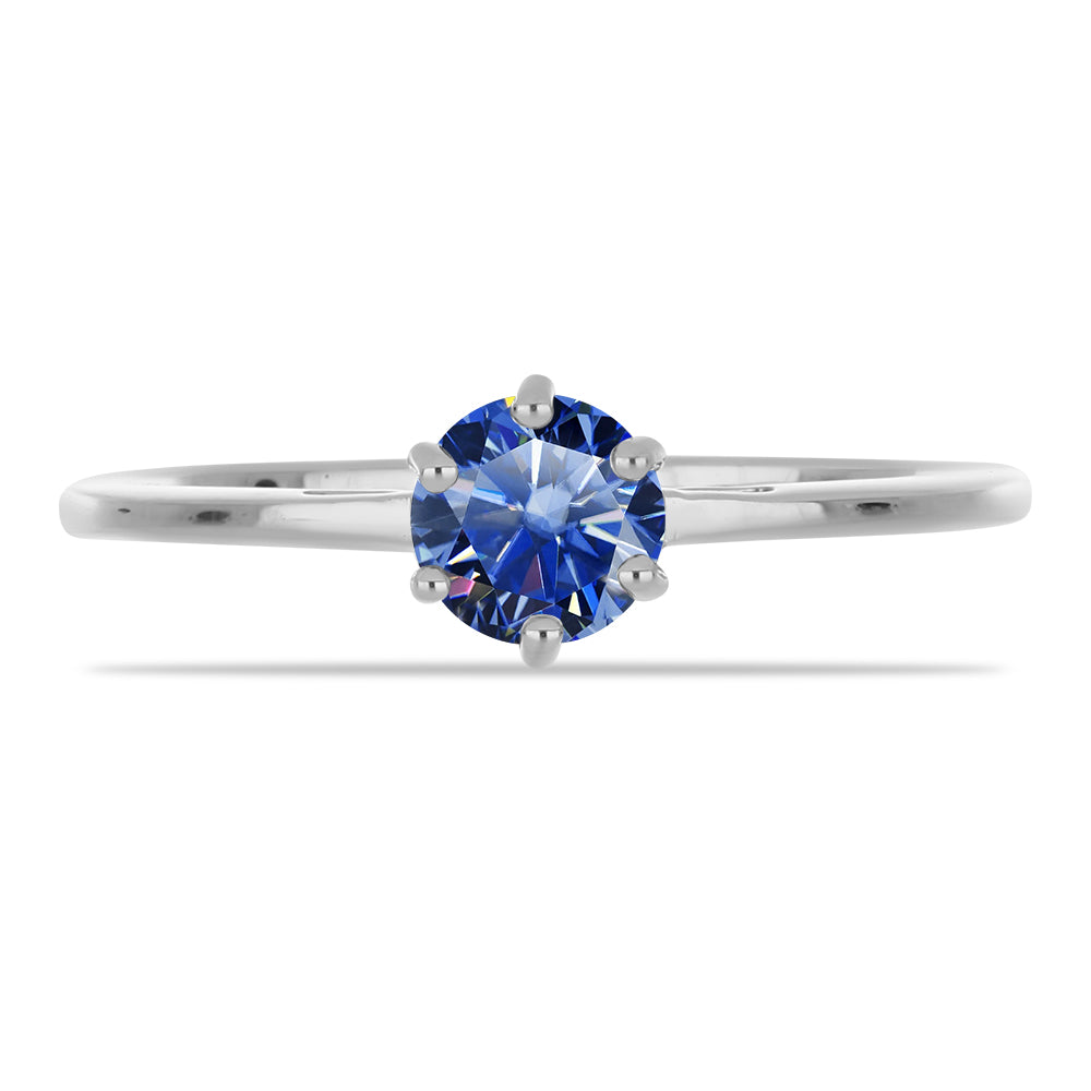 Inel din Argint 925 ( 1.83 grame ) cu Moissanite Albastru Regal cultivat în laborator 0.75 Carate 1 