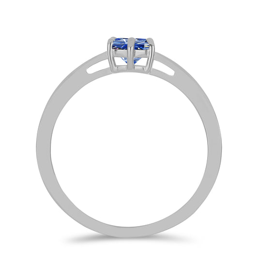 Inel din Argint 925 ( 1.83 grame ) cu Moissanite Albastru Regal cultivat în laborator 0.75 Carate
