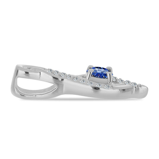 Pandantiv din Argint 925 ( 1.13 grame ) cu Moissanite Albastru Regal cultivat în laborator și Topaz Alb 0.35 Carate