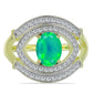 Inel din Argint 925 Placat cu Aur ( 3.75 grame ) cu Opal Verde Etiopian Lega Dembi și Topaz Alb 1.12 Carate