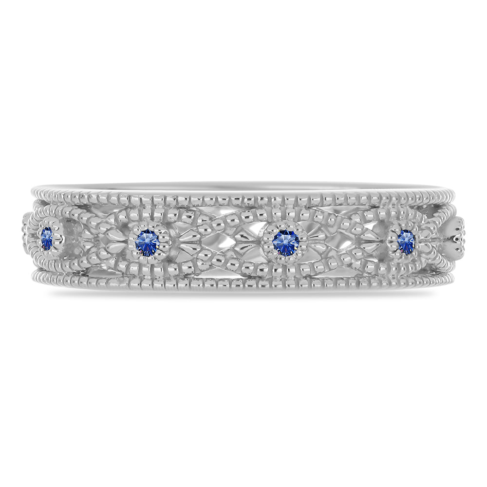 Inel din Argint 925 ( 3.33 grame ) cu Moissanite Albastru Regal cultivat în laborator 0.14 Carate 1 