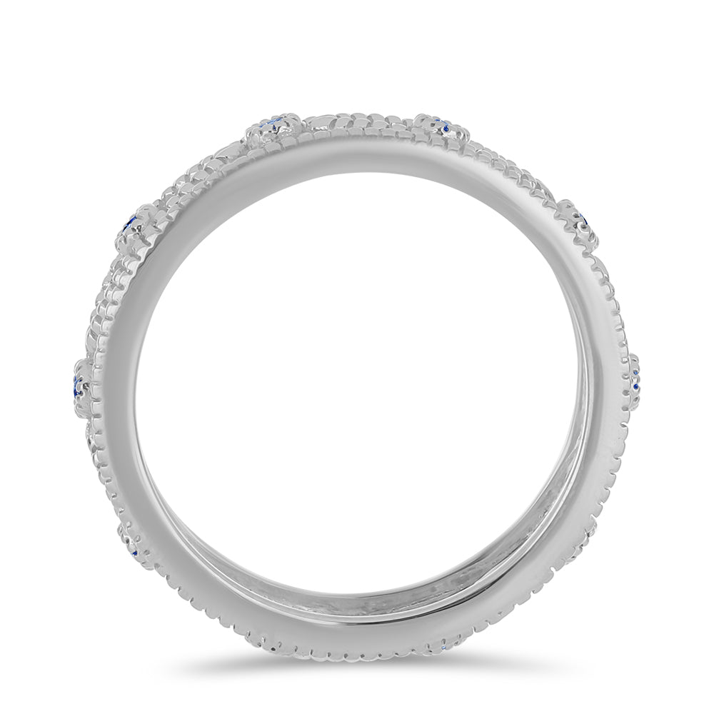 Inel din Argint 925 ( 3.33 grame ) cu Moissanite Albastru Regal cultivat în laborator 0.14 Carate 2 