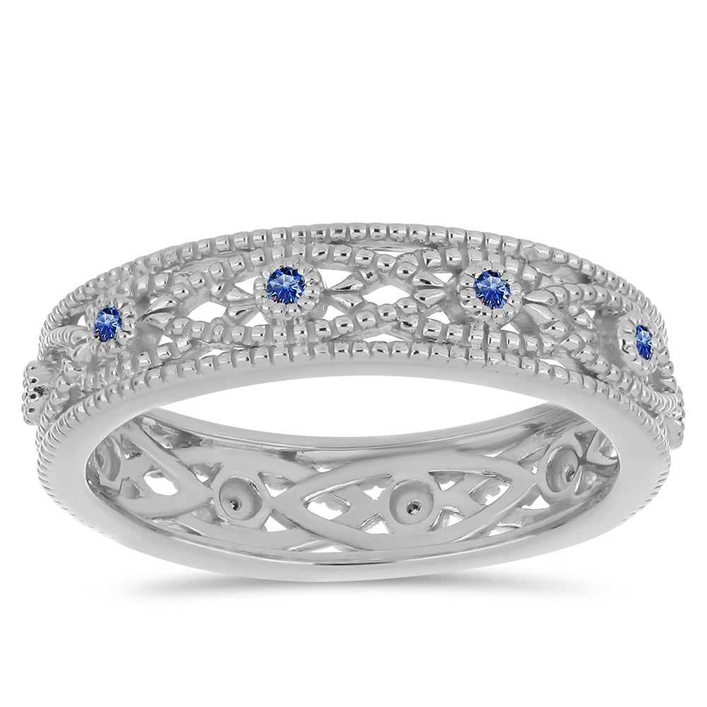 Inel din Argint 925 ( 3.33 grame ) cu Moissanite Albastru Regal cultivat în laborator 0.14 Carate 3 