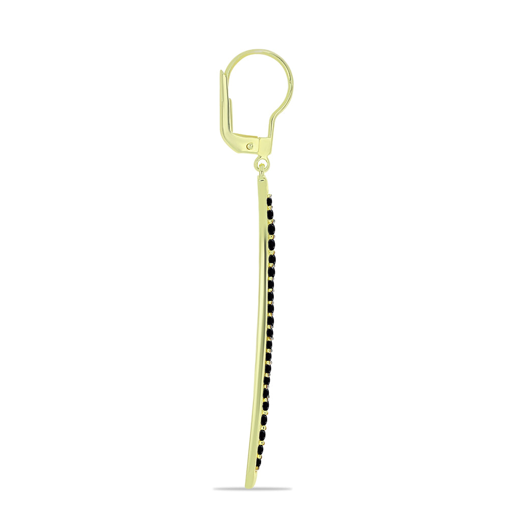 Cercei din Argint 925 Placat cu Aur ( 4.3 grame ) cu Spinel Negru 1.52 Carate 2 