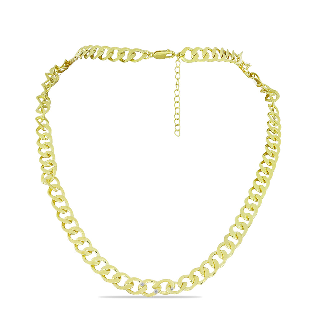 Colier din Argint 925 Placat cu Aur ( 25.78 grame ) cu Diamant Alb 0.03 Carate 1 