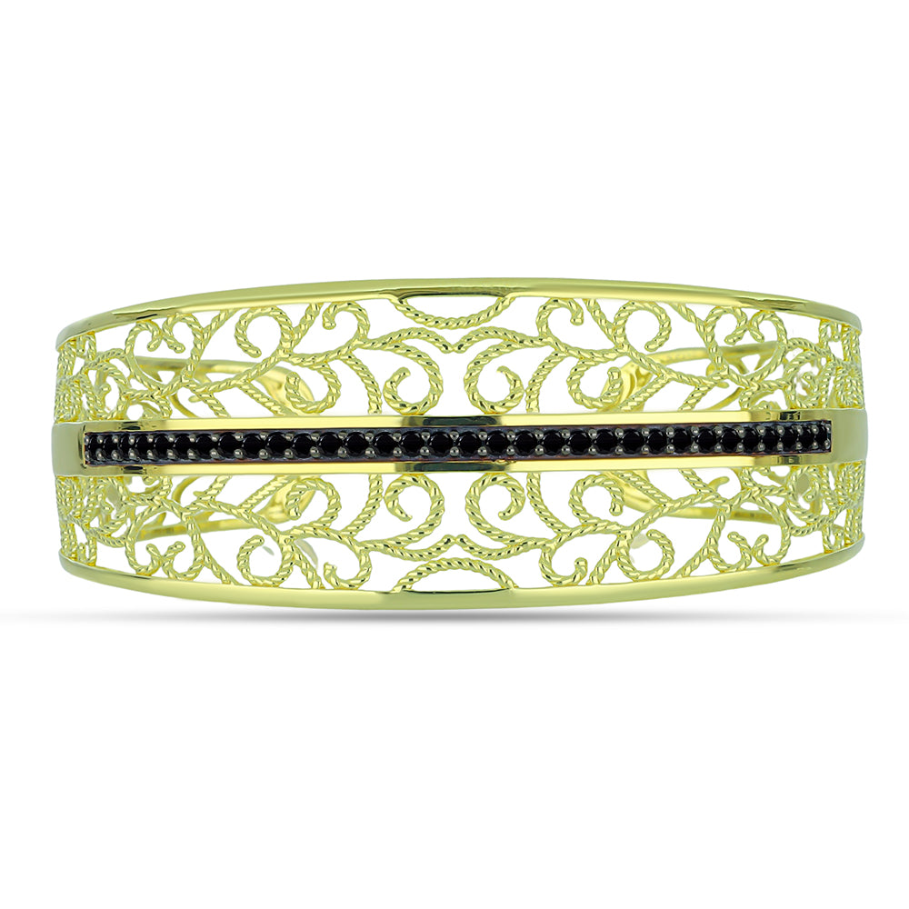 Brățară din Argint 925 Placat cu Aur ( 21.11 grame ) cu Spinel Negru 1.28 Carate